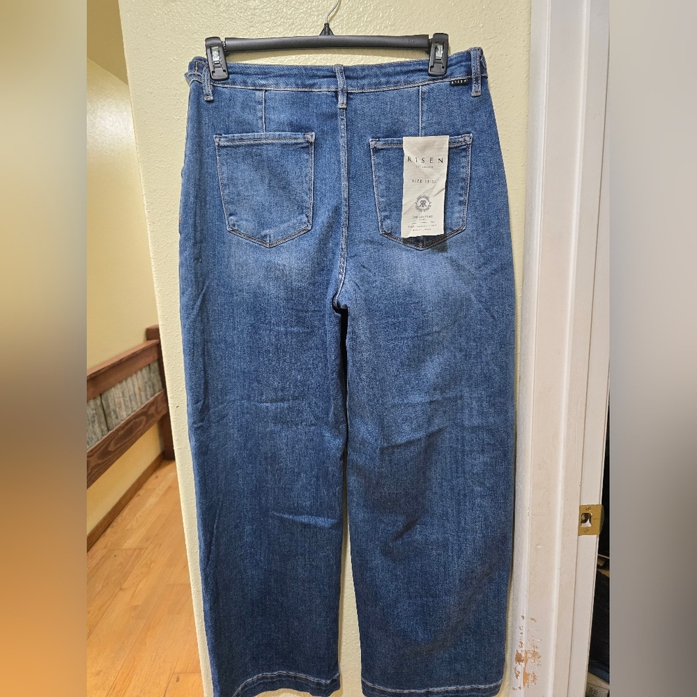 Risen Women's Wide Leg Jeans in Classic Blue - Picture 2 of 3